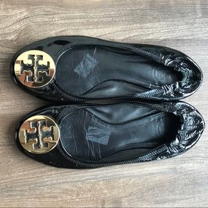 Tory Burch Shoes - Tory Burch Minnie Flat Black and Gold Tory Burch Shoes - Tory Burch Minnie Flat Black and Gold